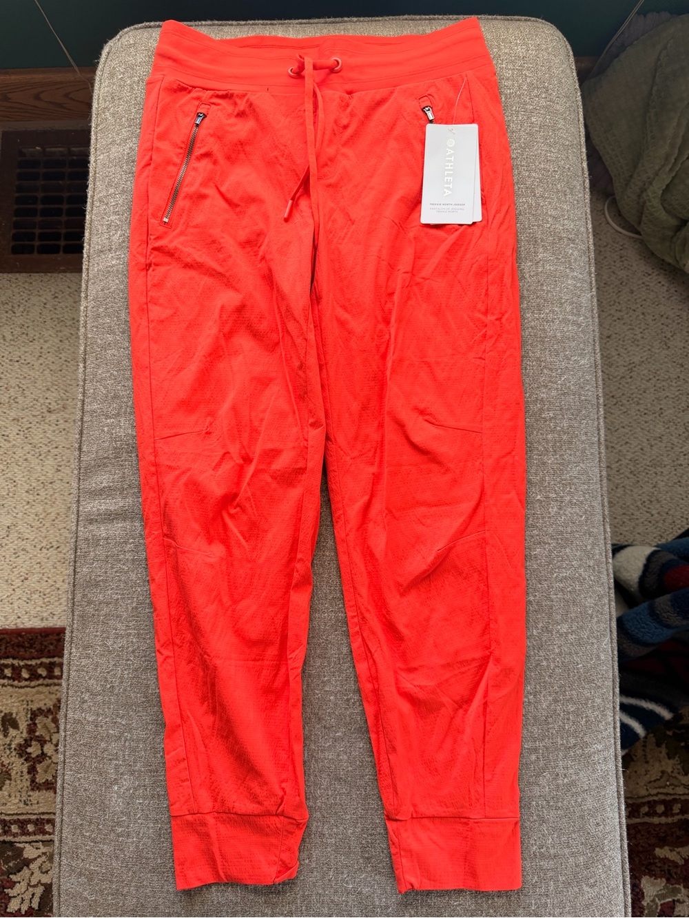Athleta Coral Red Drawstring Track Joggers